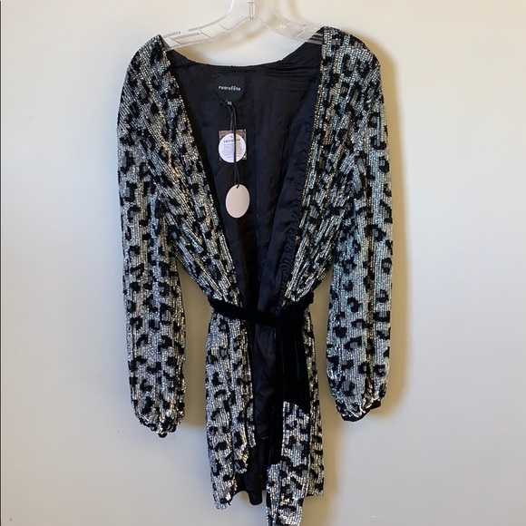 new🤩RETROFETE Gabrielle Robe Dress Silver Leopard - Picture 5 of 10